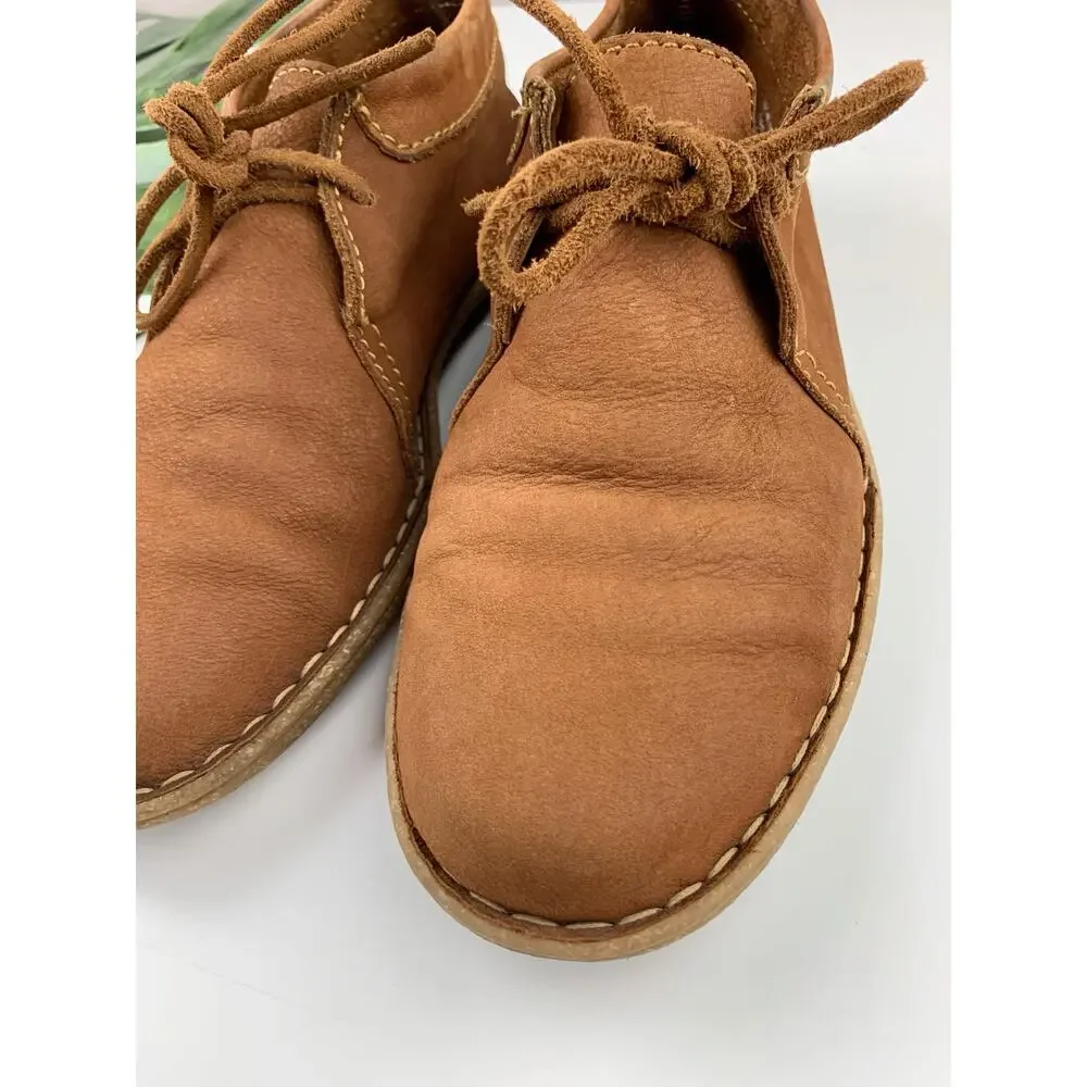 Born Nuala Booties Brown Nubuck Leather Lace Up Boots Shoes Women's 7.5 Boho